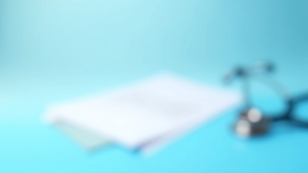 Krankenkassenkarte und Versicherungsdokumente auf blauem Hintergrund mit Stethoskop