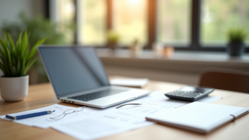 Modernes Büro mit Dokumenten, Laptop und Notizen zu Kostenplanung