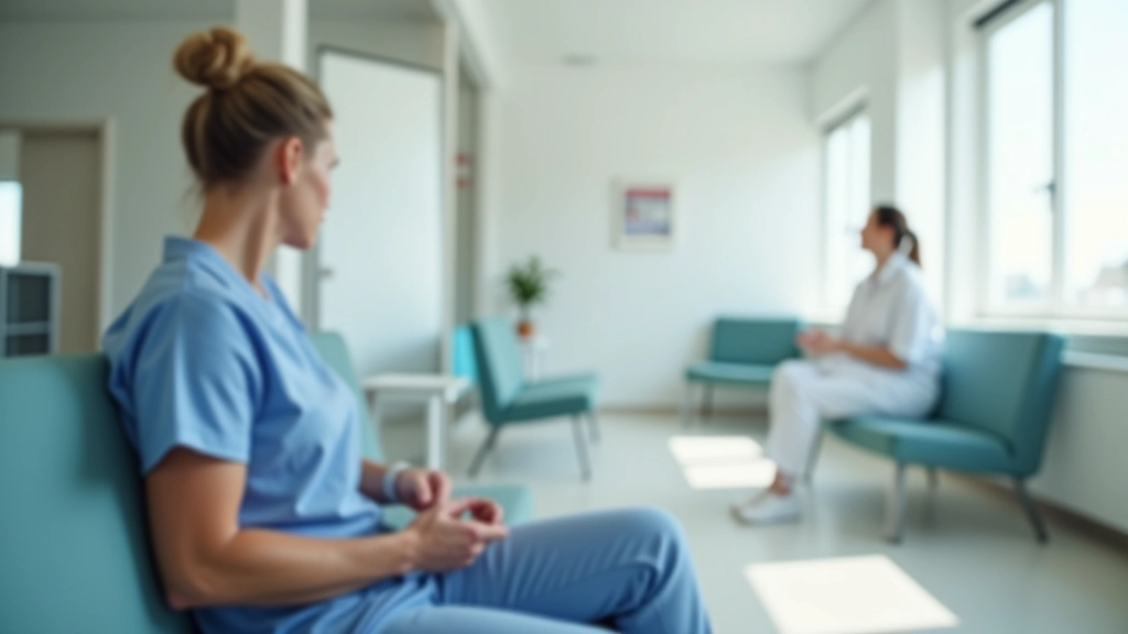 Patient im Wartezimmer einer modernen Arztpraxis mit digitalen Geräten